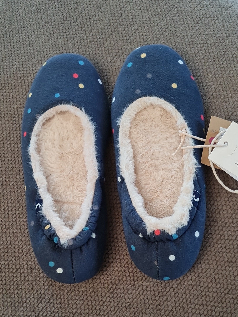 💥3for$15💥Joules Navy Polka Dot Plush-Lined Ballet Shoes